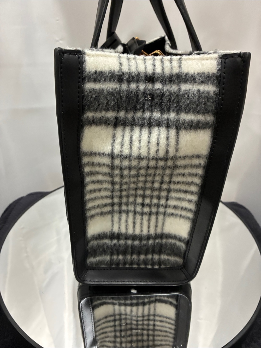 kate spade Black and White Plaid Tote EUC & accessories - Picture 6 of 9